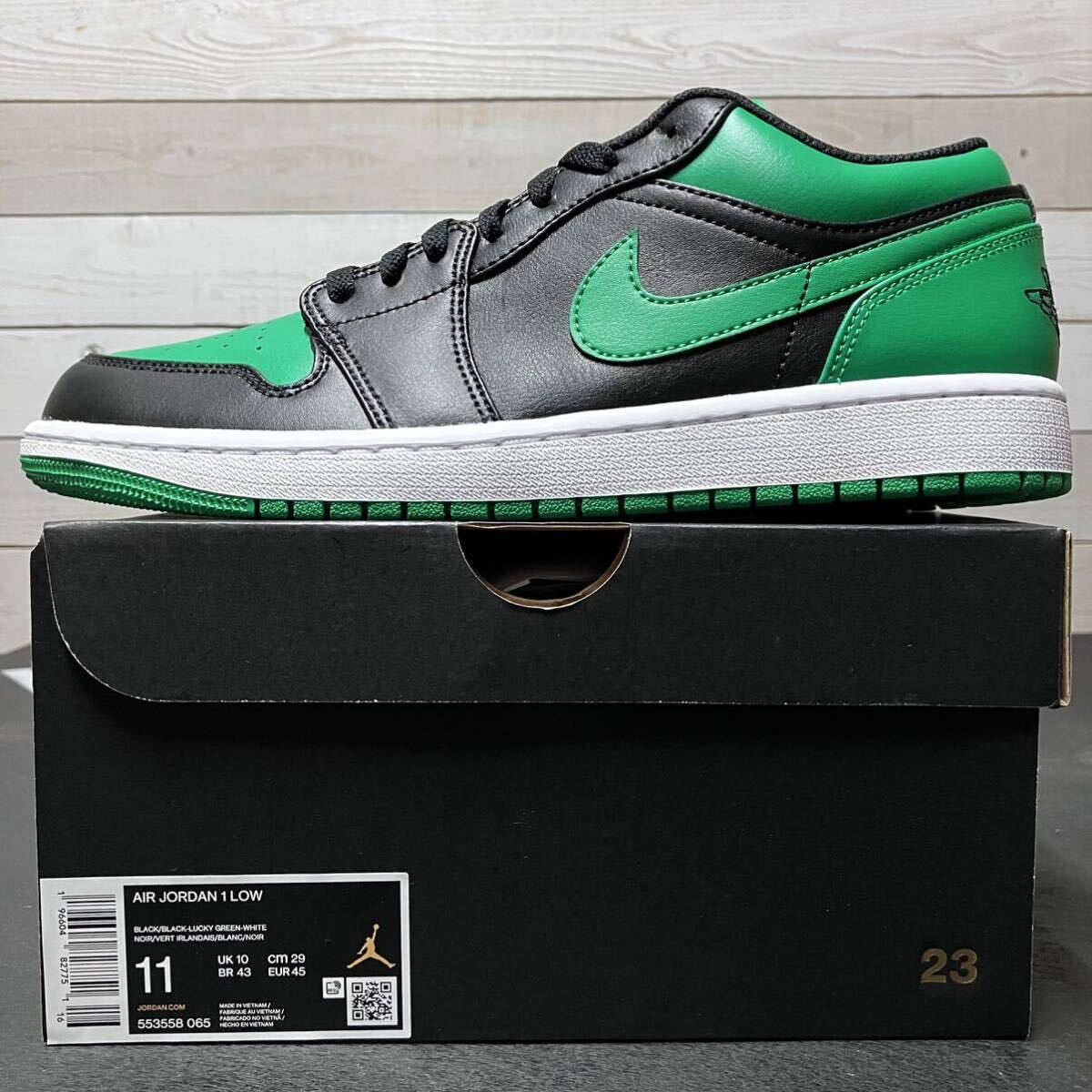 29cm NIKE AIR JORDAN 1 LOW 553558-065 ナイキ エア ジョーダン ワン ロー ローカット ブラック グリーン BLACK GREEN