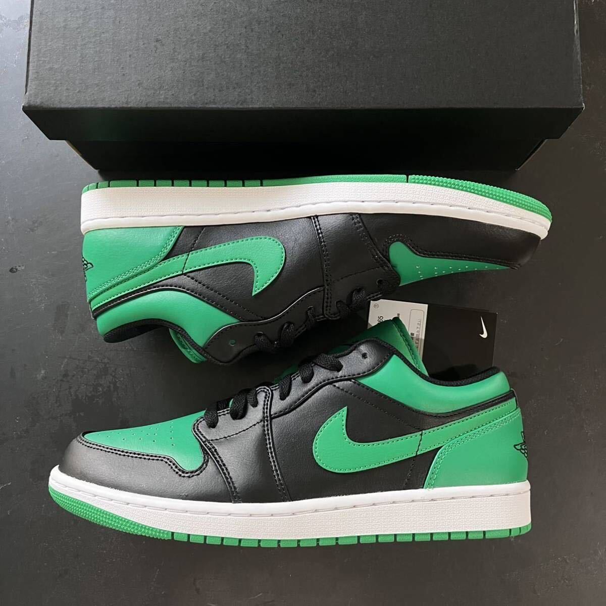 28cm NIKE AIR JORDAN 1 LOW 553558-065 ナイキ エア ジョーダン ワン ロー ローカット ブラック グリーン BLACK GREEN_画像2