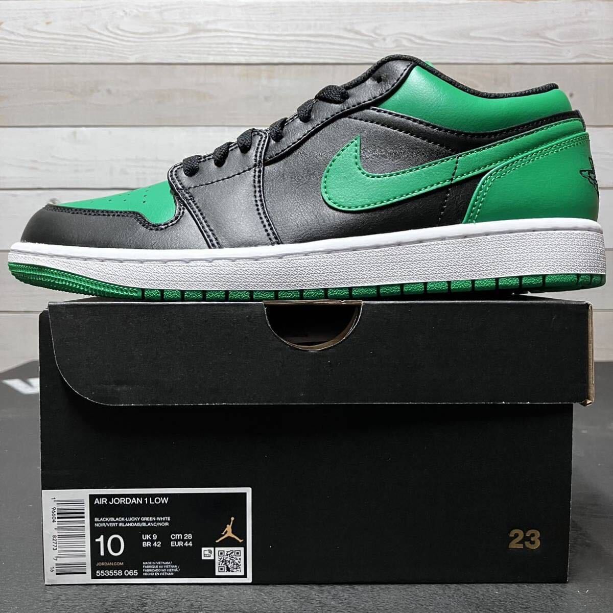 28cm NIKE AIR JORDAN 1 LOW 553558-065 ナイキ エア ジョーダン ワン ロー ローカット ブラック グリーン BLACK GREEN_画像1