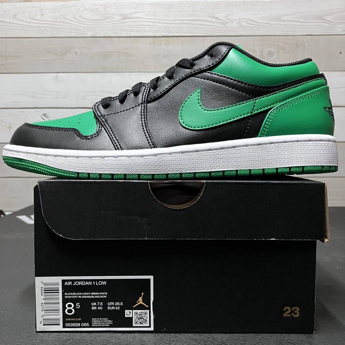 26.5cm NIKE AIR JORDAN 1 LOW 553558-065 ナイキ エア ジョーダン ワン ロー ローカット ブラック グリーン BLACK GREEN_画像1