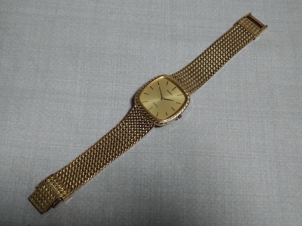 SEIKO*DOLCE men's wristwatch Gold quartz 8N40-5040 operation goods 