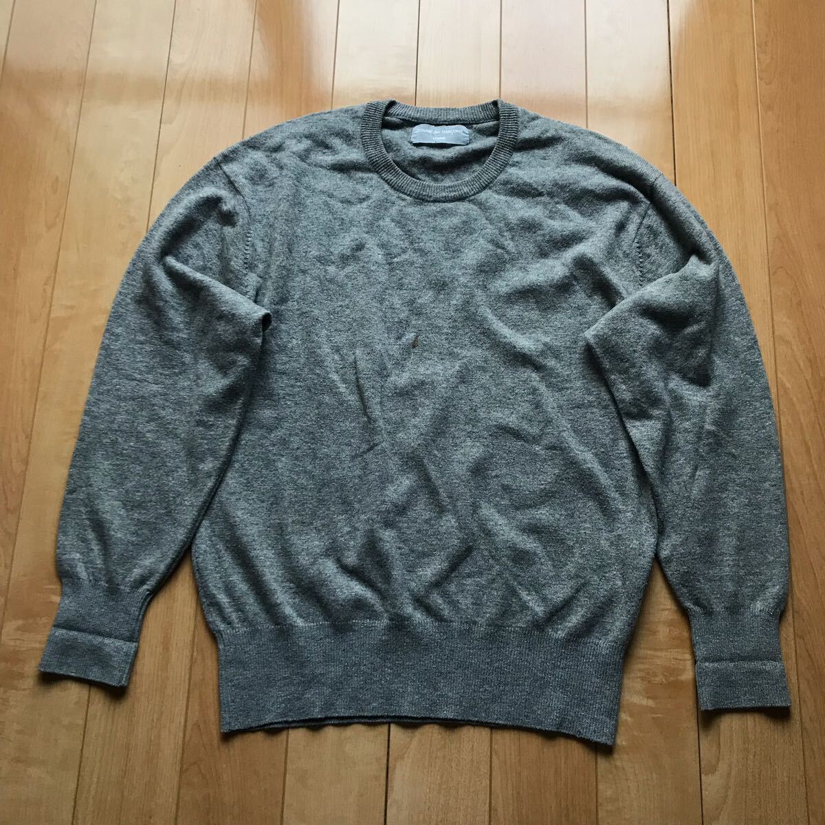 90 period Comme des Garcons rice field middle Homme knitted sweater 504-1-318 men's gray 