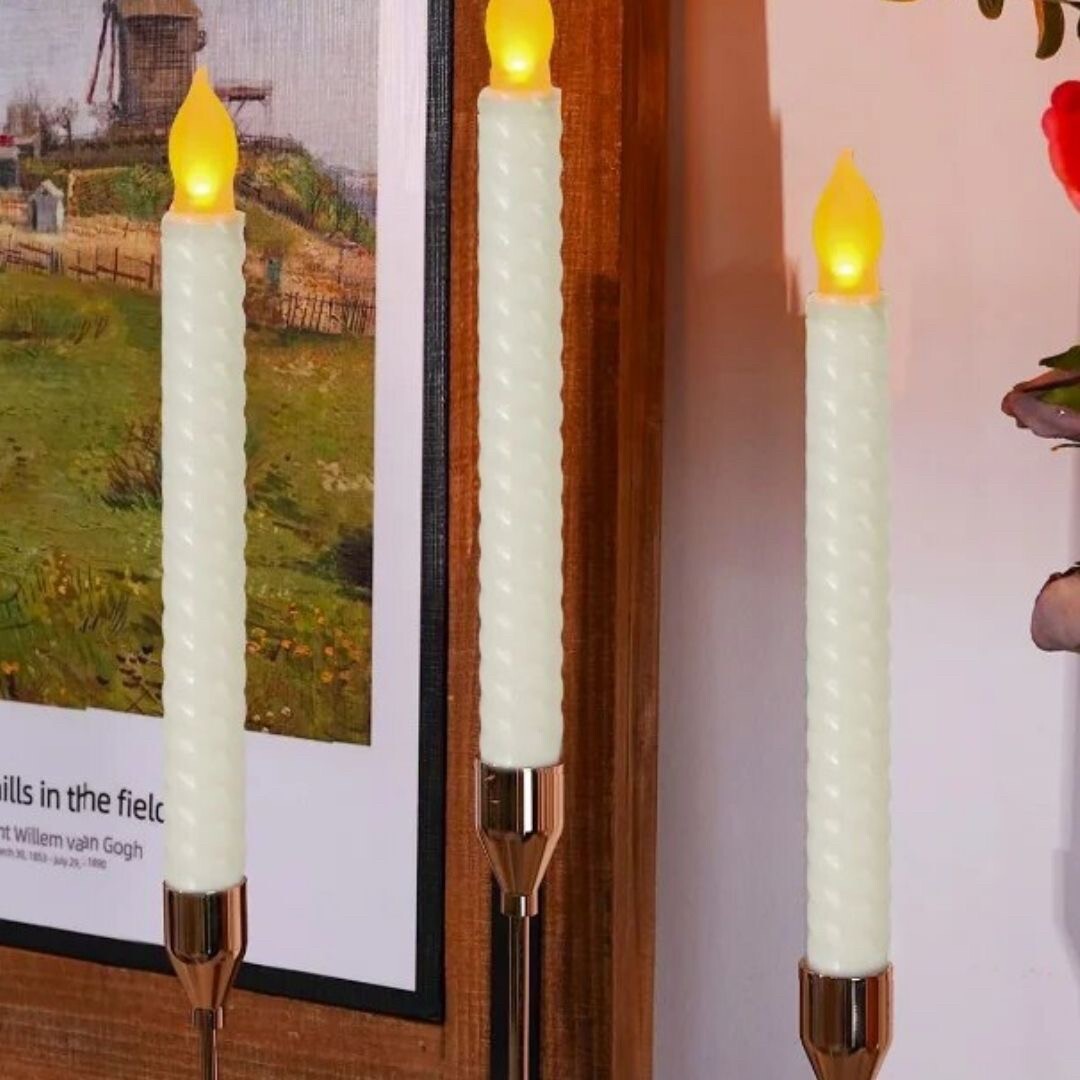 [10ps.@][ ivory ] candle LED battery type real long can dollar all 2 color 10 pcs set Christmas candle stick candle 