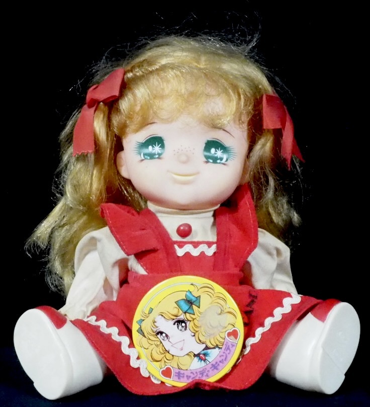 1970年代に大人気だった少女漫画のキャラクタードール！昭和レトロ キャンディキャンディ 人形 缶バッチ付 ポビー 日本製 1970年代 SKT604_画像1