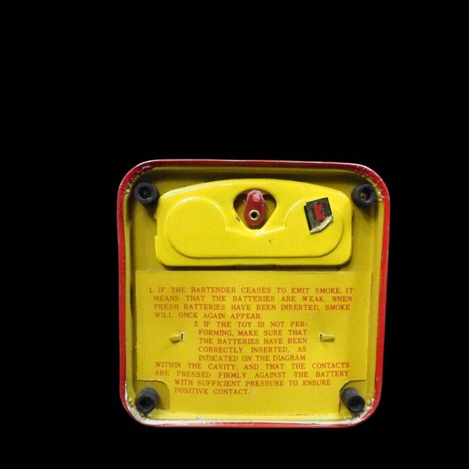 保存状態最高の完動品！アメリカンビンテージ 野村トーイ製造海外輸出用ブリキ玩具 元箱「電池で動くチャーリー・ウィーバーバーテンダー」の画像10