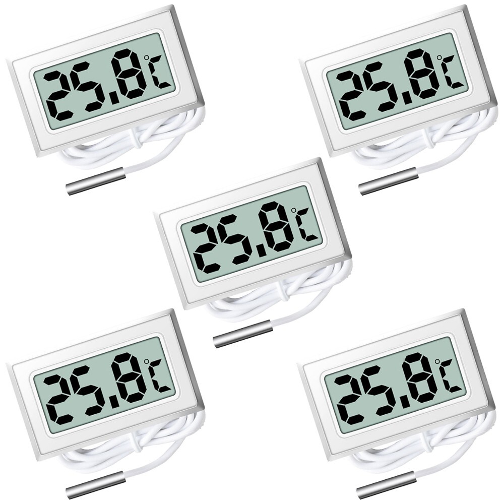 デジタル水温計 神奈川県から発送 即納 LCD5個セット 電池付 アクアリウム 水槽の水温管理に 白 ホワイト 送料無料の画像1