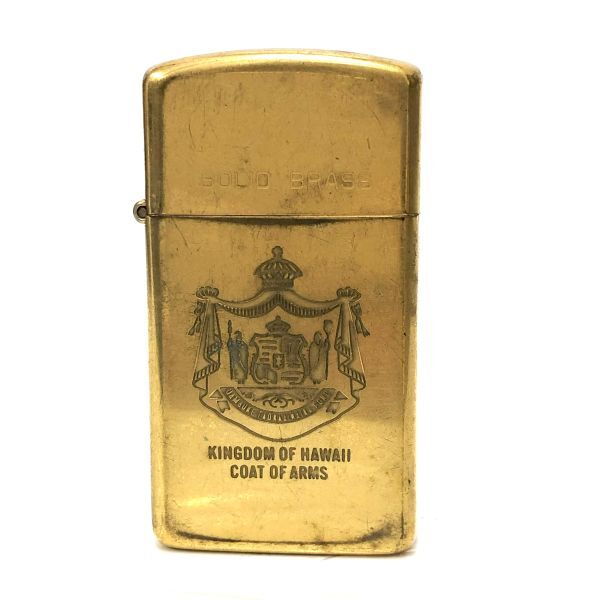 【コレクター必見】ZIPPO ジッポ KINGDOM OF HAWAII 1932-1987 ハワイ王国紋章 スリムゴールド オイルライター喫煙具 小物 CE0_画像2