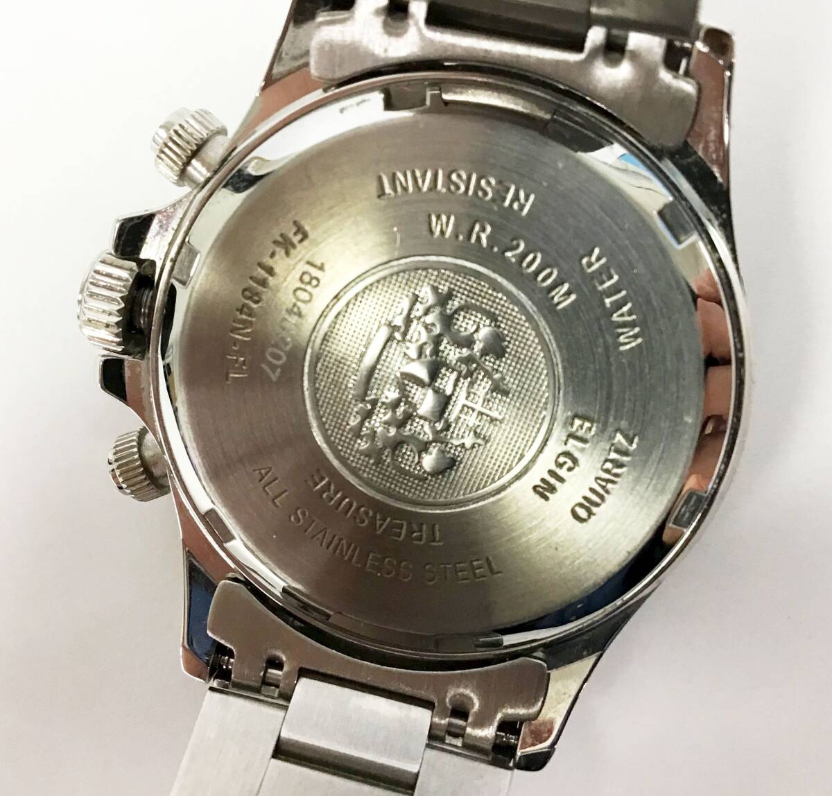 動作品 ELGIN 腕時計 FK-1184N-FL クロノグラフ カレンダー 200M防水 クオーツ メンズ エルジンの画像7