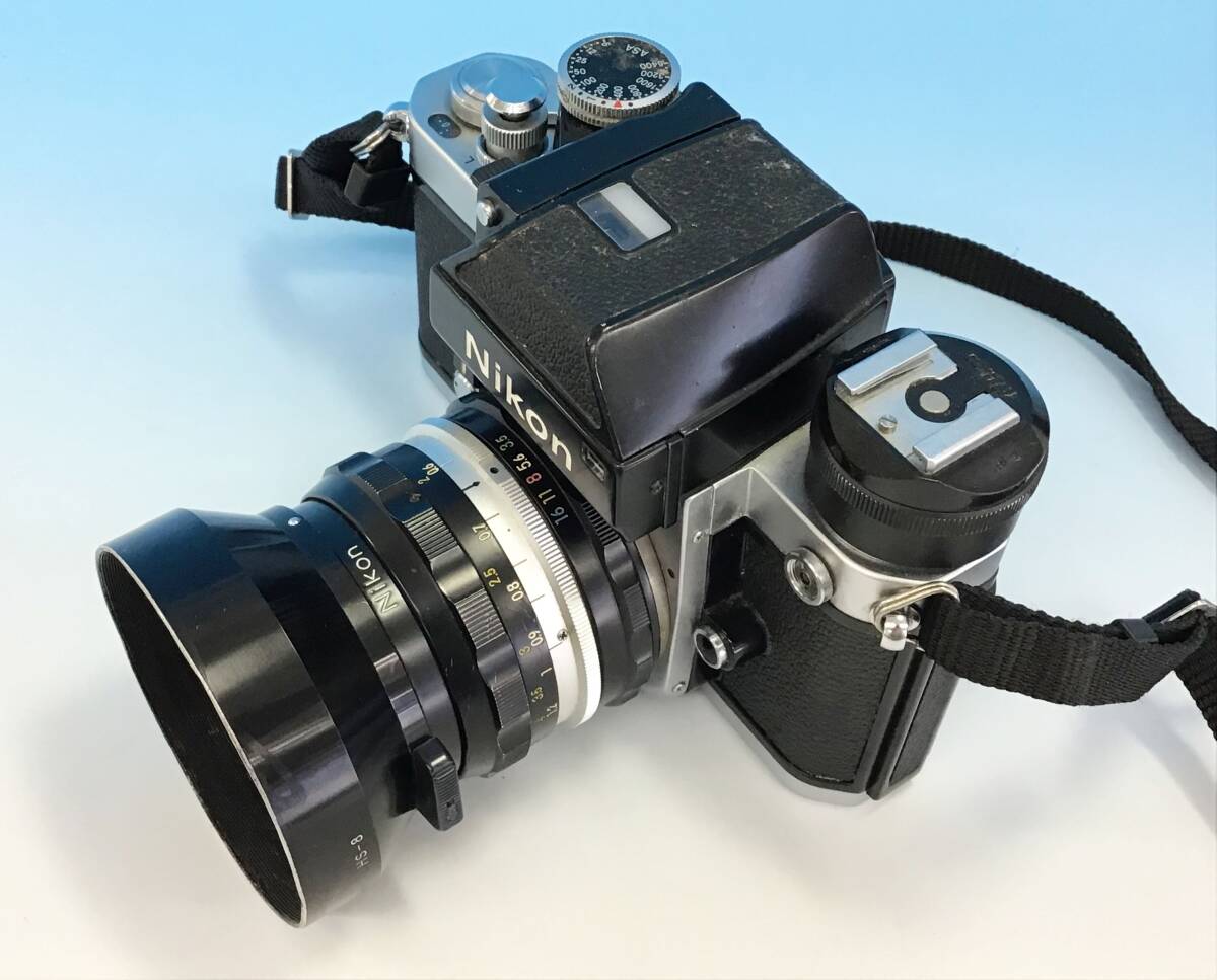 Nikon F2 フォトミック 一眼レフ フィルム カメラ ボディ シルバー/レンズ nikkor 28mm f3.5/レンズフード HS-8 昭和 レトロ ニコン の画像2