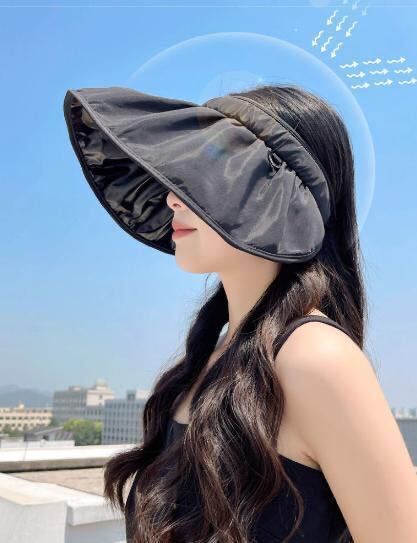 新品 サンバイザー 白 折りたたみ 大型 つば広 日焼け防止 帽子 UVカットの画像3