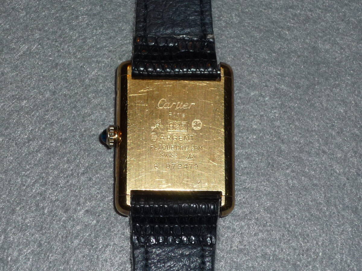 【稼働品】 カルティエ Cartier ヴェルメイユ マストタンク 手巻き 腕時計 SV925 金張り 白文字盤 ホワイト文字盤 ローマン_画像6