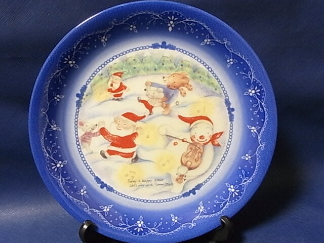カトウ シンジ ケーキ皿 小5枚+大皿 1枚 6枚セット クリスマス プレート 絵皿 森の動物 雪だるまの画像2