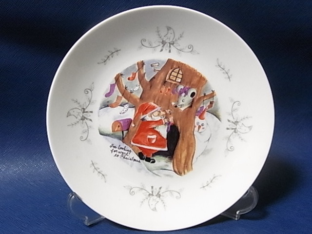 カトウ シンジ ケーキ皿 小5枚+大皿 1枚 6枚セット クリスマス プレート 絵皿 森の動物 雪だるまの画像5