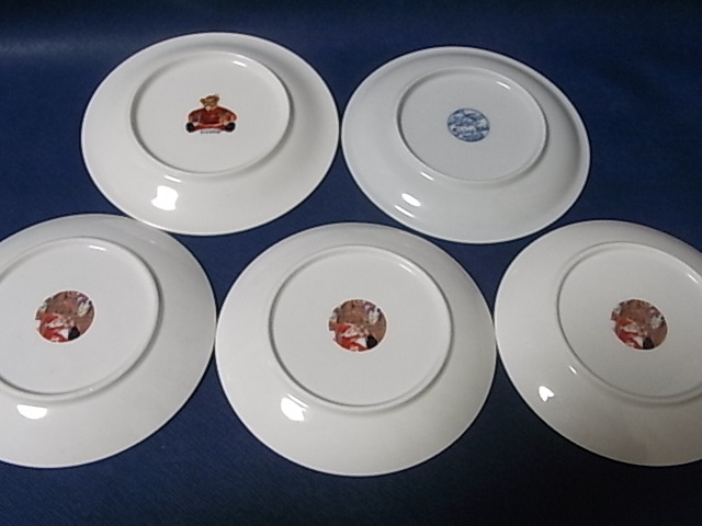 カトウ シンジ ケーキ皿 小5枚+大皿 1枚 6枚セット クリスマス プレート 絵皿 森の動物 雪だるまの画像8