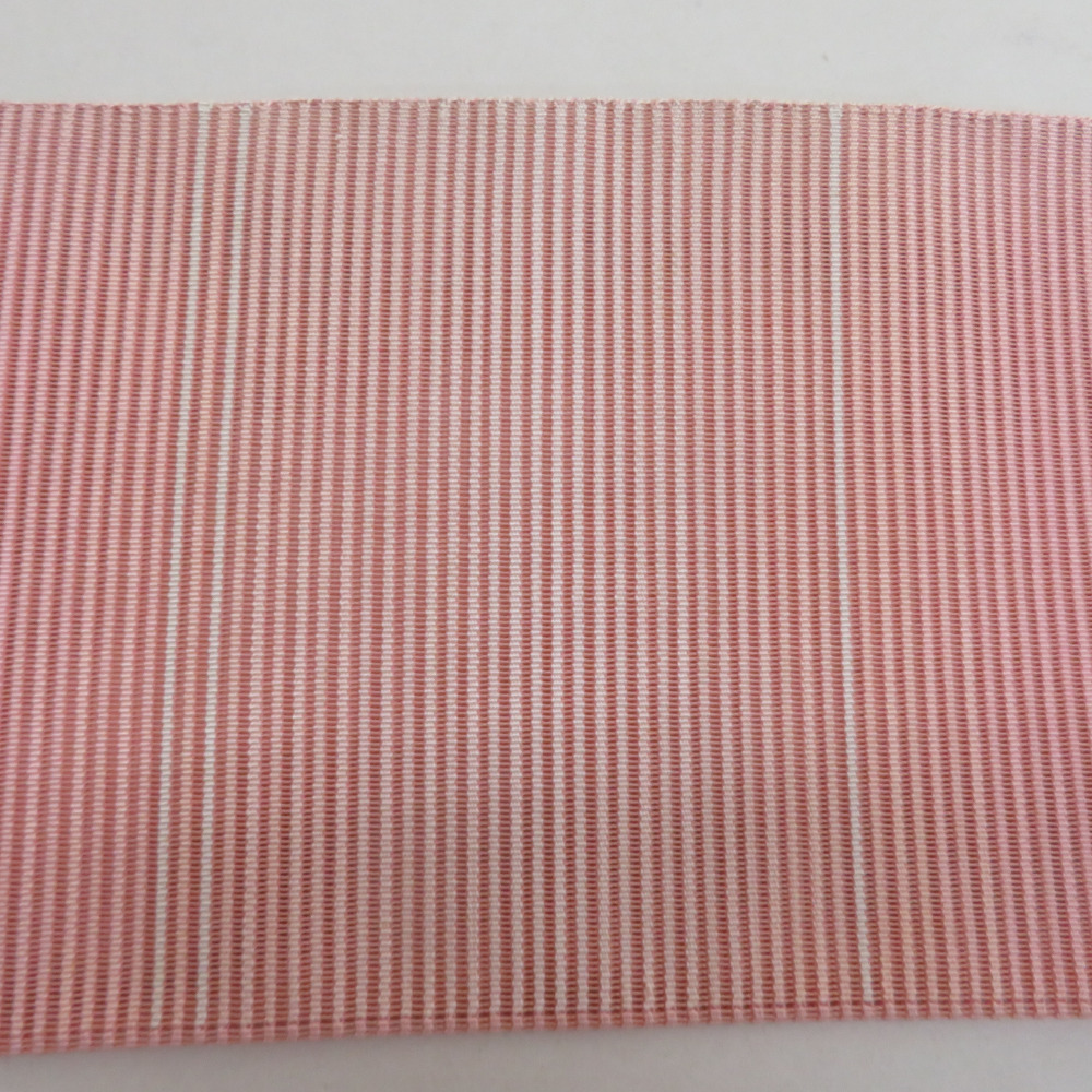 名古屋帯 正絹 絽 夏用 薄ピンク色 仕立て上がり 着物帯 長さ378cm 美品_画像6
