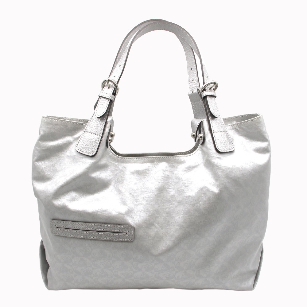 PELLE BORSA ペレボルサ AlivePearl アライブパール ショルダーバッグ トートバッグ 4433 シルバー コーティングキャンバス レザー_画像2