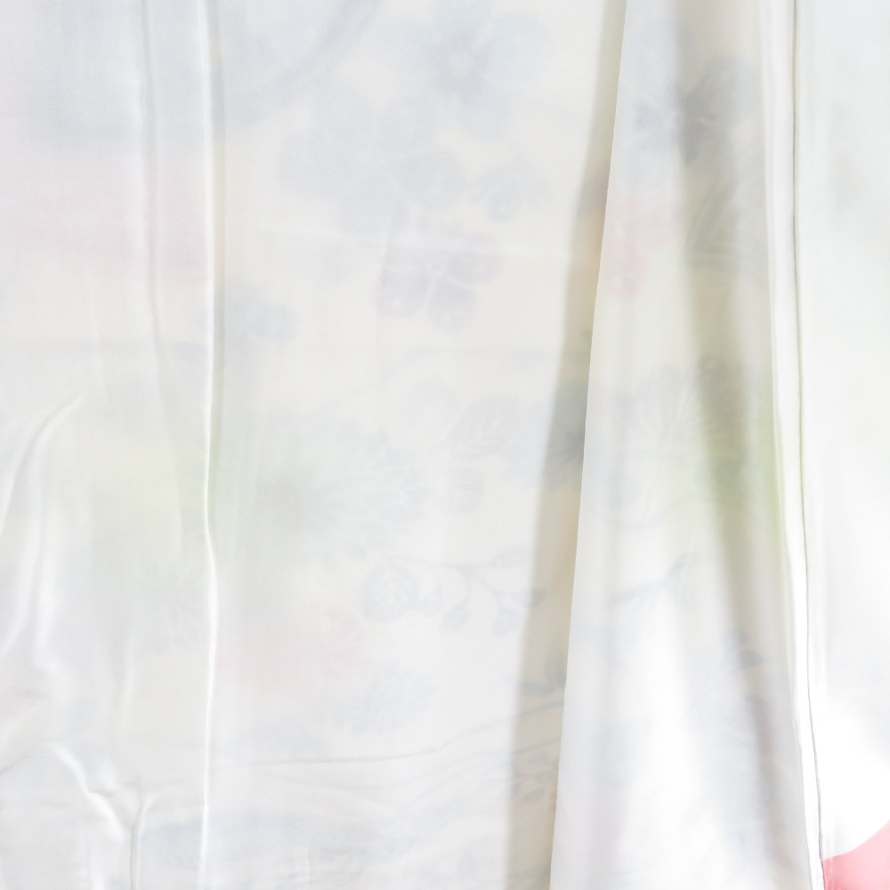 小紋 型染め 松竹梅に菊 袷 広衿 ベージュ色 正絹 カジュアル着物 仕立て上がり 身丈155cm_画像7
