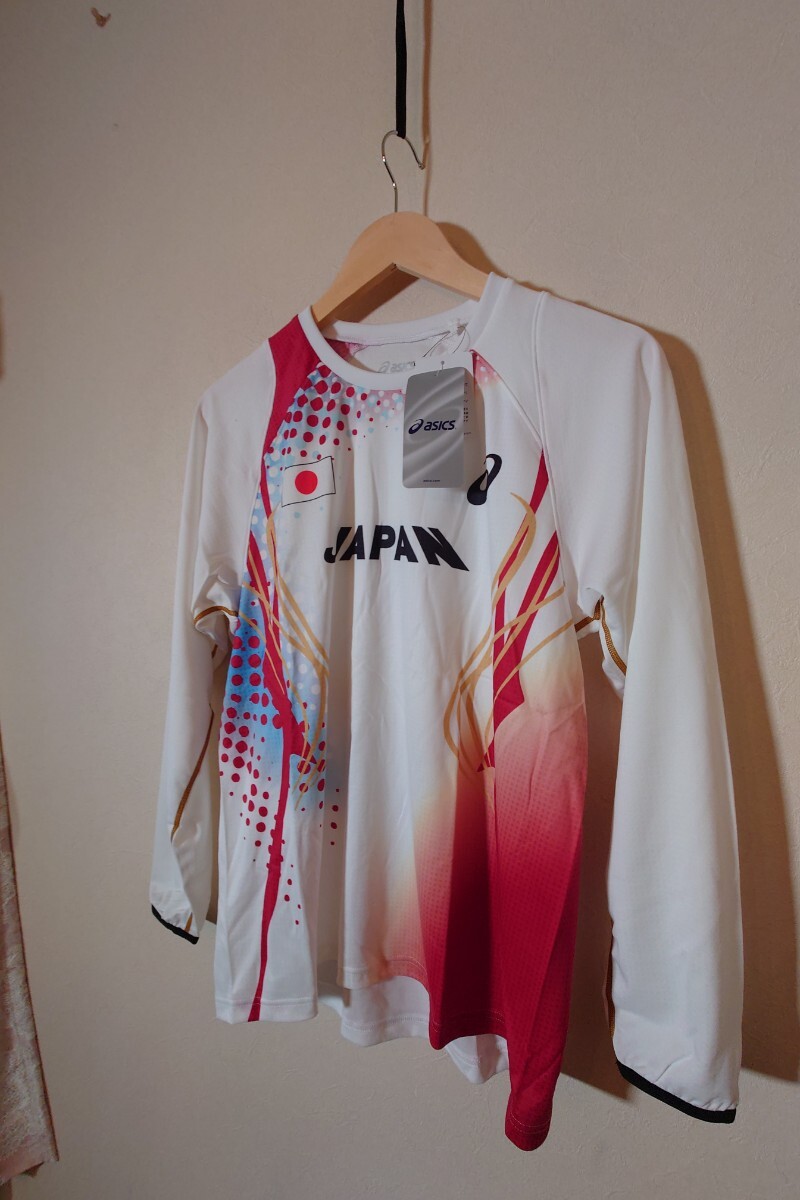 未使用 asics 陸上日本代表ユニフォーム 2013年 2014年 公式ロングTシャツ ユニフォーム トレーニングシャツ Mサイズ ロンT アシックスの画像2