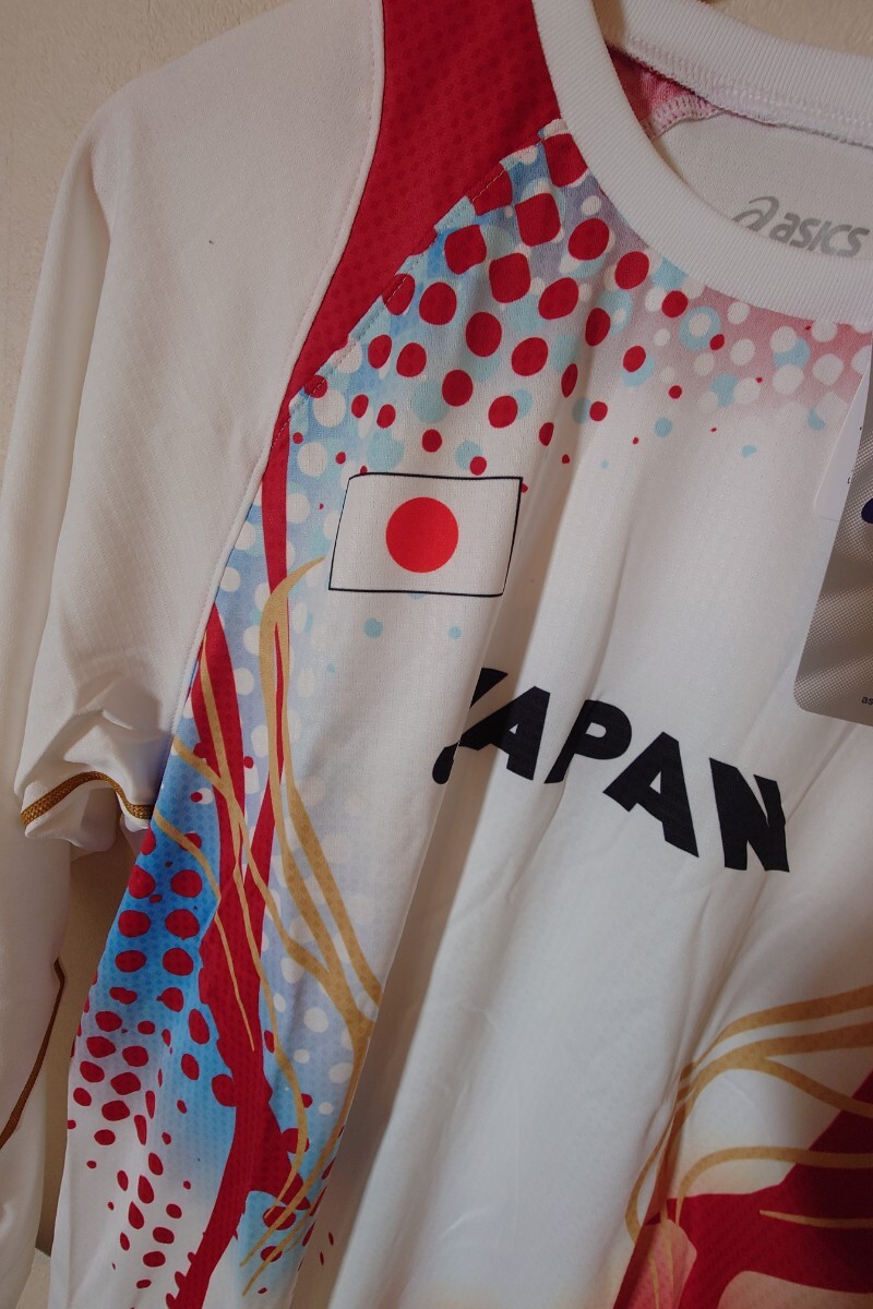 未使用 asics 陸上日本代表ユニフォーム 2013年 2014年 公式ロングTシャツ ユニフォーム トレーニングシャツ Mサイズ ロンT アシックスの画像4