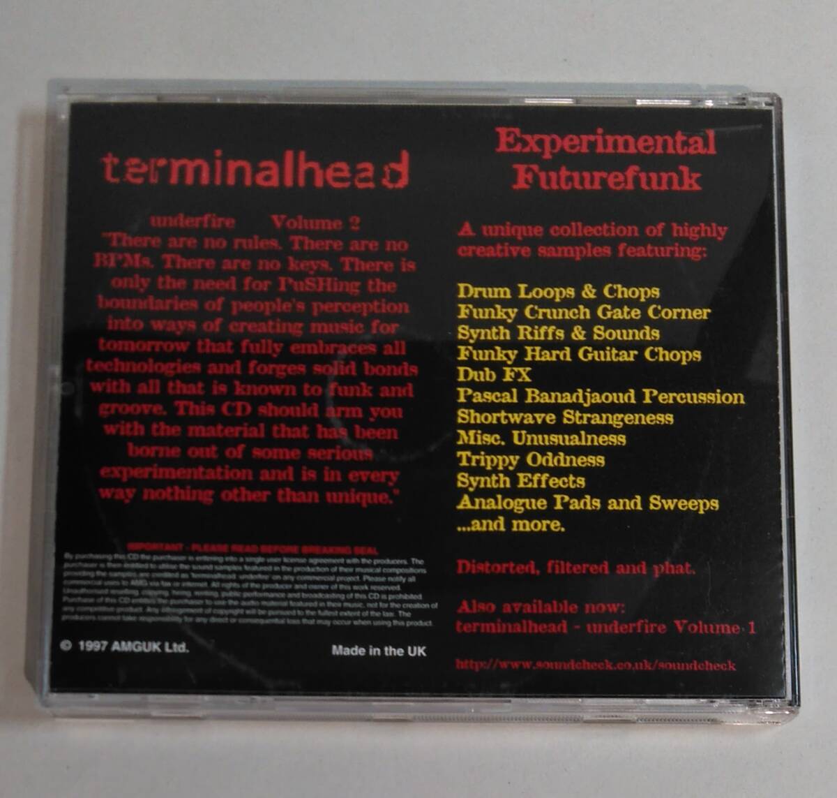 CD / サンプリングCD / sampling CD / Terminalhead / Underfire volume 2 / Pete Marett / Lee Groves / AMG / 30171