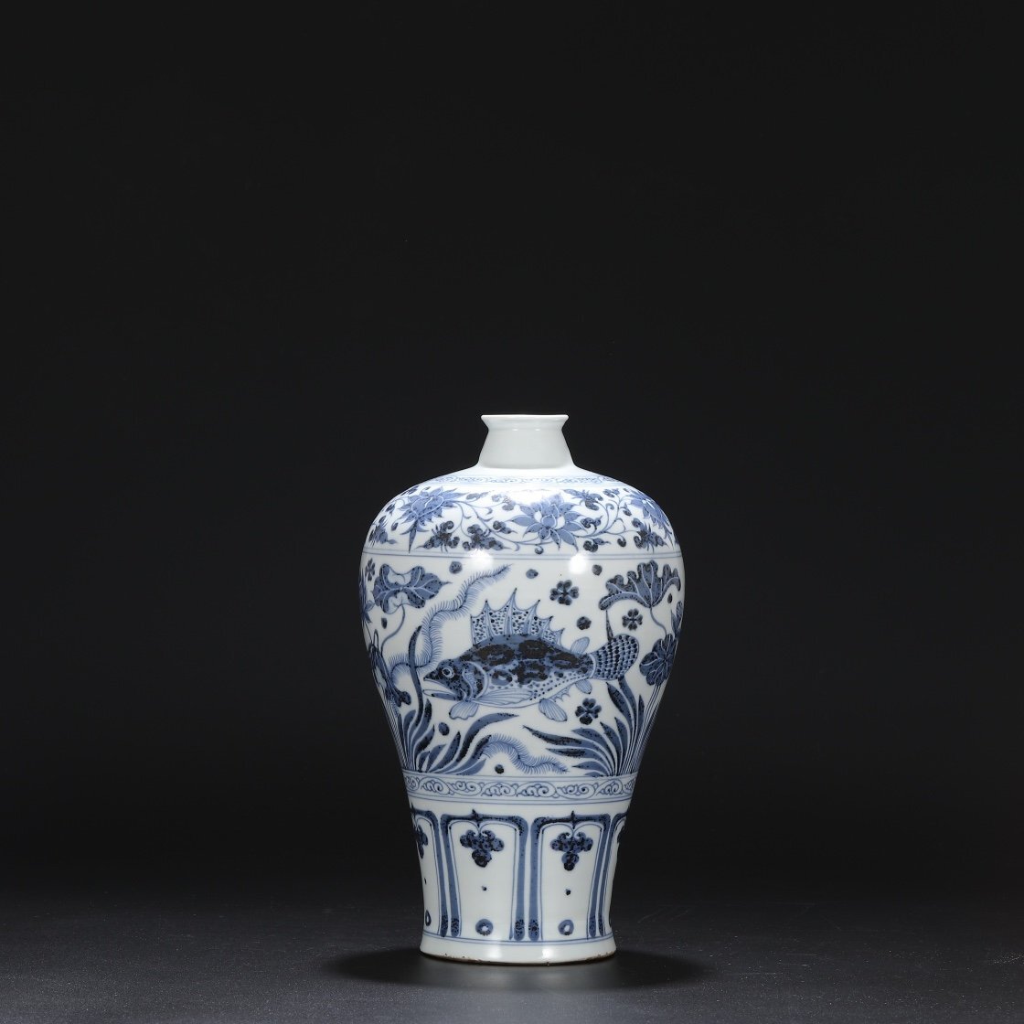 ■大成美術■青花魚藻紋梅瓶 （検） 元代 染付 陶磁器 唐物 中国美術 骨董 古玩 360_画像3