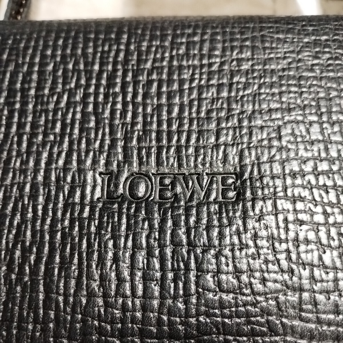  Loewe [LOEWE]{ Barcelona } Vintage 2 WAY серый n машина f кожа ручная сумочка ( сумка на плечо ) тиснение Logo черный 