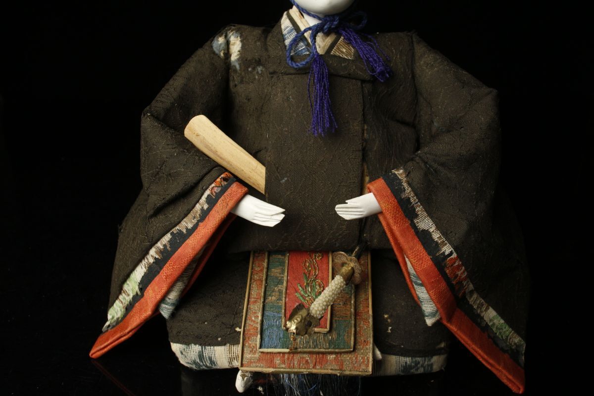 【LIG】江戸時代 享保雛 雛人形 一対 玉眼 日本人形 箱付 旧家蔵出品 [.R]24.3の画像5