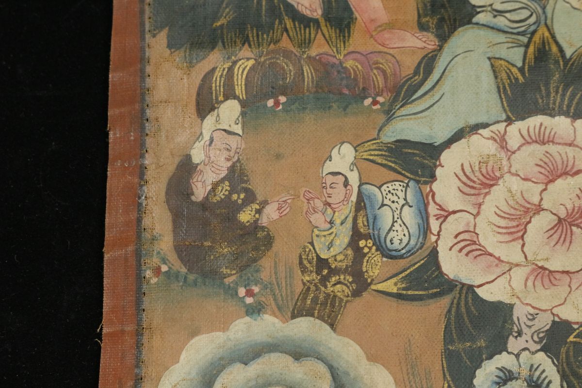 【LIG】時代仏教美術 チベットタンカ タントラ 曼荼羅 合箱 絹本彩色 古画 仏画 [.QI]23.12_画像8