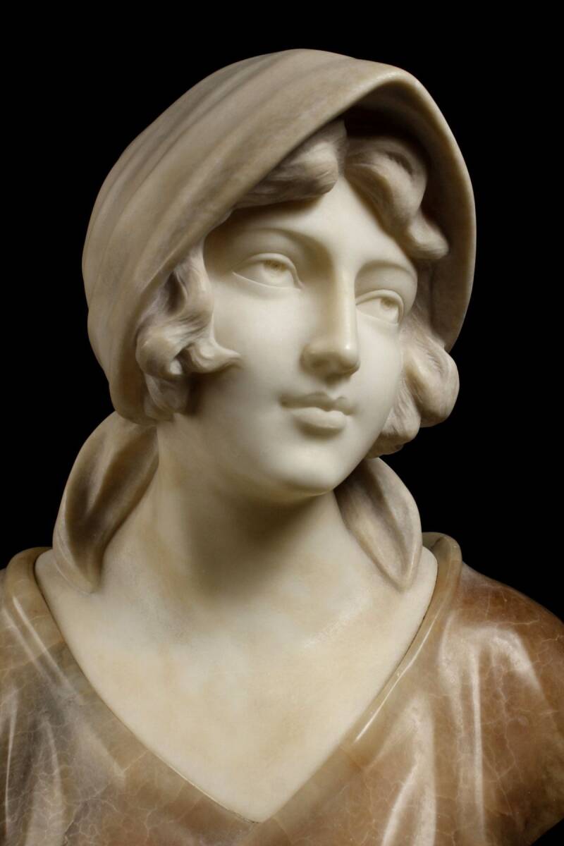 【LIG】19世紀 イタリア P.Fattorini ファットリーニ 大理石彫刻 53㎝ 22.4kg アールヌーヴォー期 [.WTE]23.8_画像4