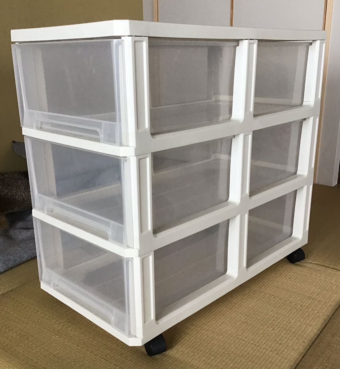 * receipt limitation * clothes case 3 step drawer box transparent pushed inserting storage case Katsushika-ku 