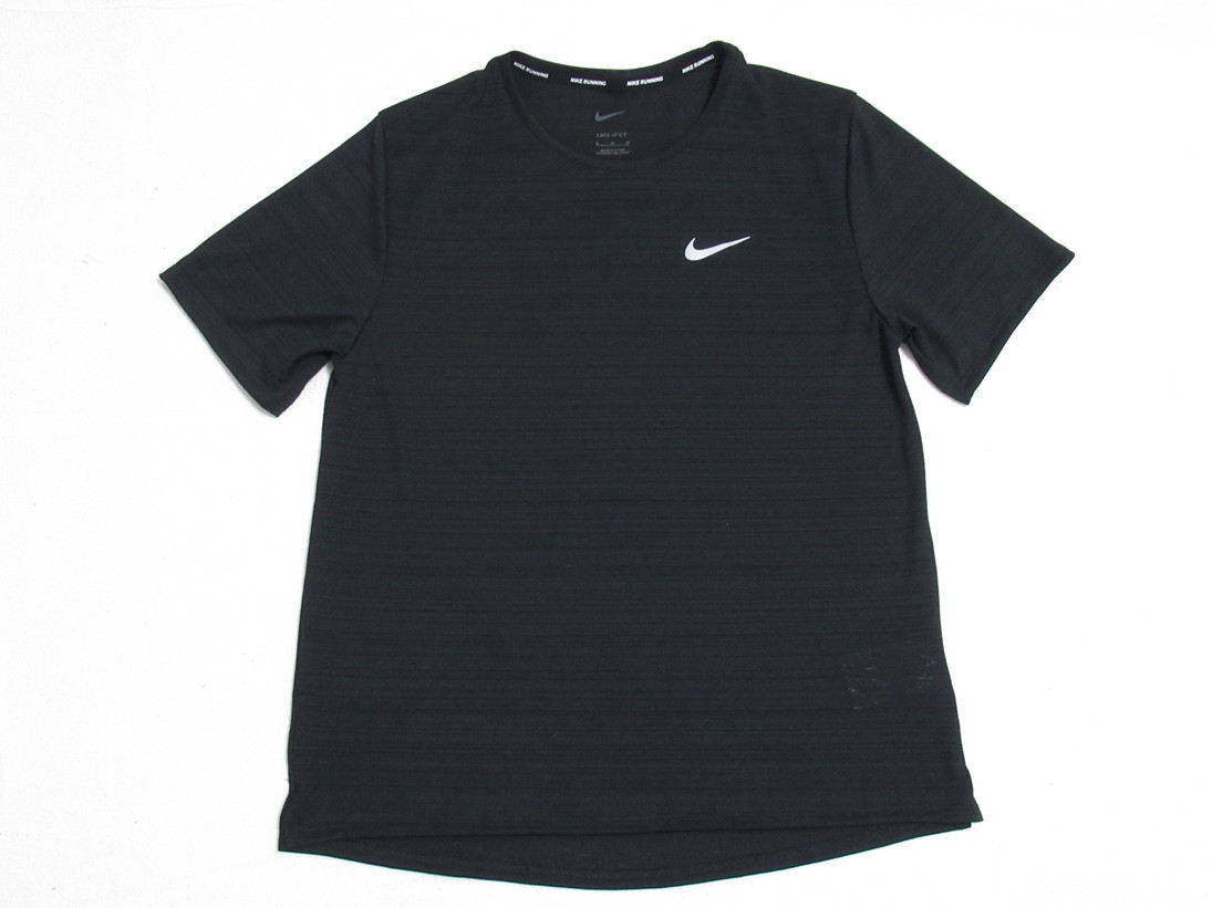 NIKE DRI-FIT ランニング Tシャツ 黒 グリーン L ナイキ ランニングウェア Tシャツ 半袖 メンズ マイラー ドライフィット DZ4659-010_画像2