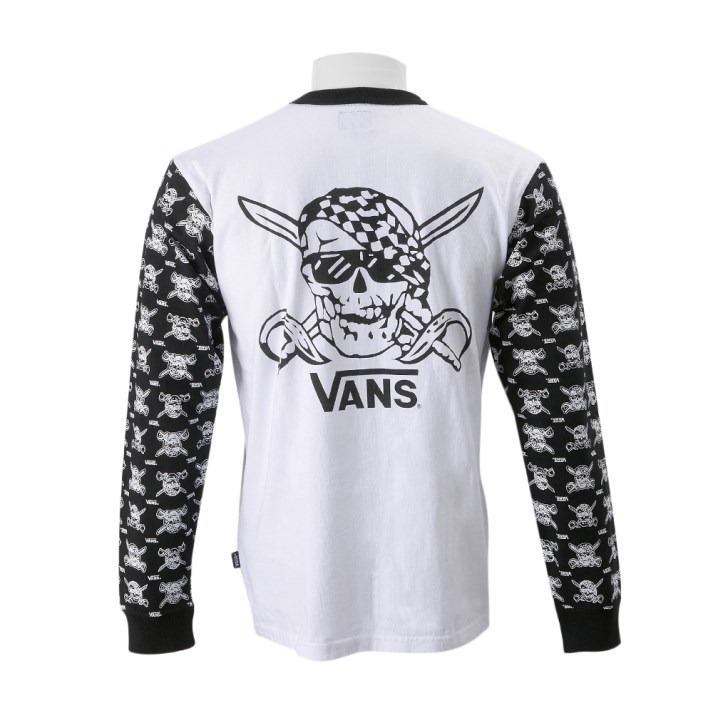 VANS L/S Tee 長袖 Tシャツ ロンT ドクロ 白 L バンズ スカル 海賊 パイレーツ ホワイト Lサイズ VA18SS-MT01_画像1