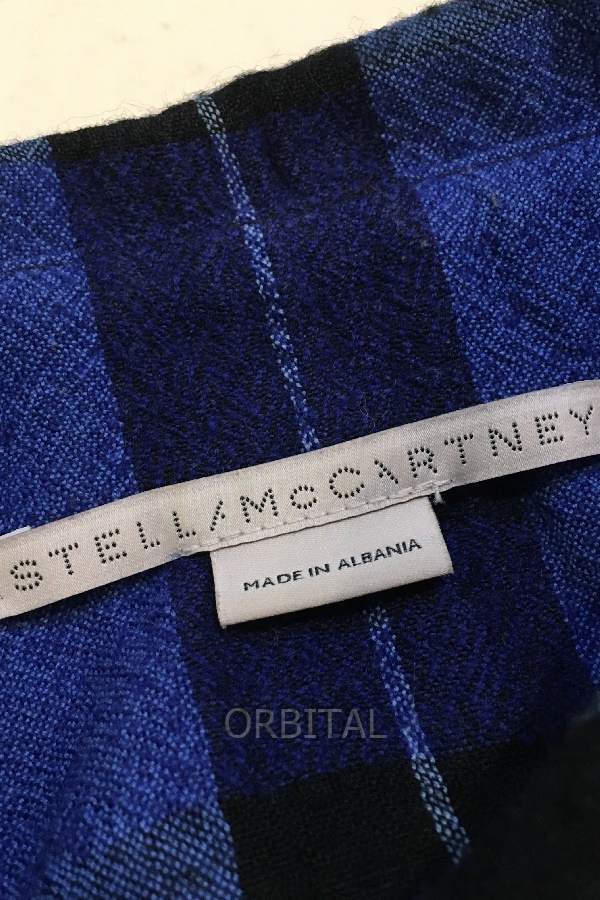 二子玉) Stella McCartney ステラマッカートニー Gwen Shirt ウールコットン チェックシャツ ブルー 34 国内正規 603931SSA51_画像7