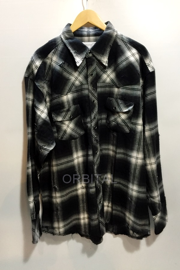 代官山)Rafu ラフ Western shirt フランネル ウエスタン ウエスタンチェックシャツ ブラック サイズXL 定価3.9万 オンブレの画像1