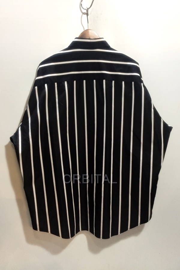 代官山)AMI PARIS アミパリス オーバーサイズ ストライプシャツ ブラック×ホワイト サイズSの画像4