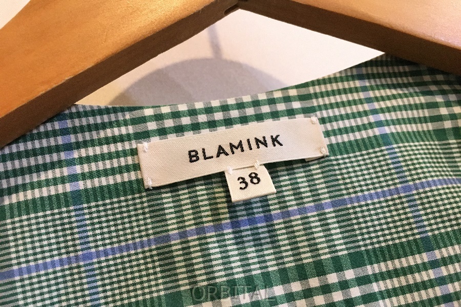 二子玉) BLAMINK ブラミンク コットン チェック カシュクールワンピース グリーン レディース 38 美品 日本製_画像6