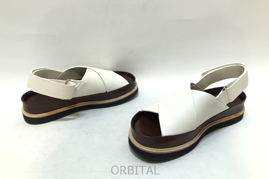 ..) ENFOLDemf.rudo unused leather Cross Flat sandals white 38 24cm 300ES355-2840 regular price Y39,600-
