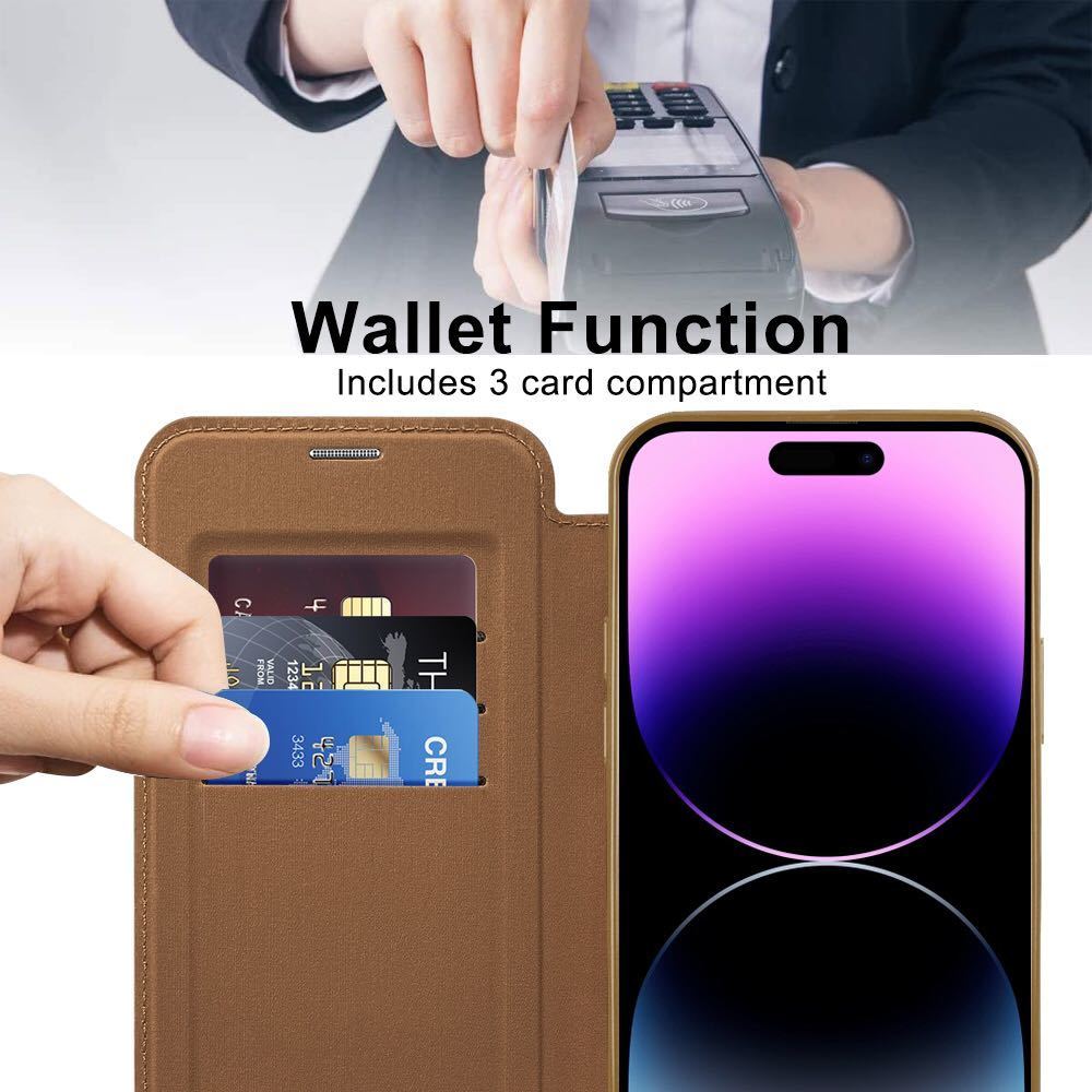 9H strengthen the glass film attaching iPhone 15 plus leather case iPhone 15 plus case iPhone15 pluska Barker do storage MagSafe charge notebook type 