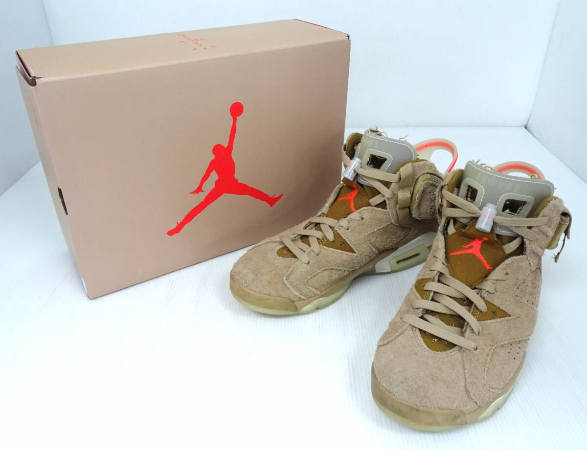 TRAVIS SCOTT × AIR JORDAN 6 RETRO SP "BRITISH KHAKI" DH0690-200 （ブリティッシュカーキ/セイル/ブライトクリムゾン）の画像1