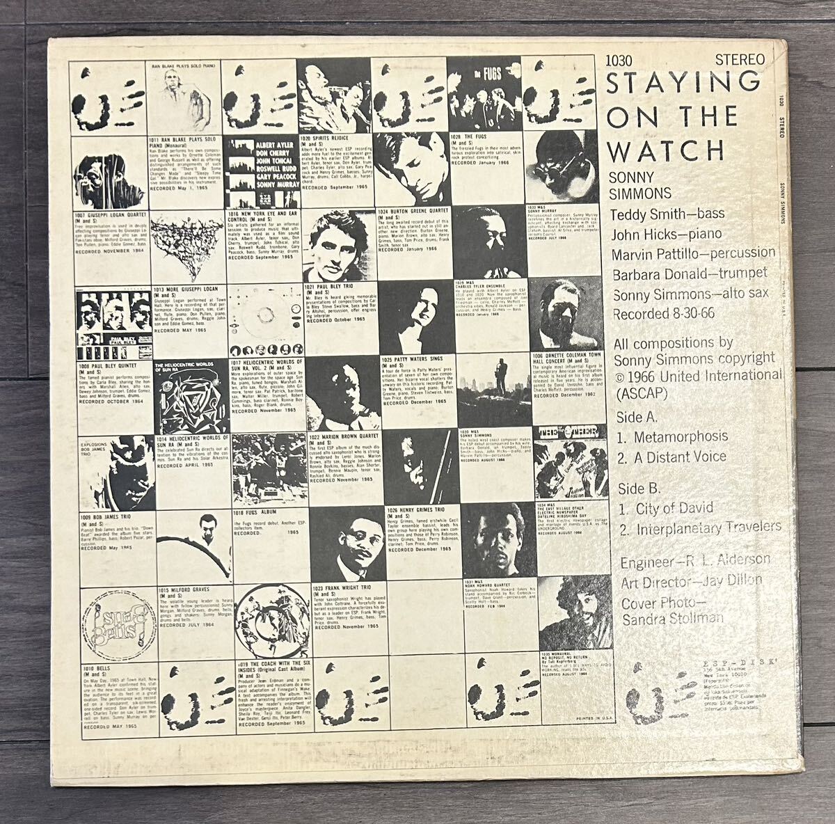 裏カタログ USオリジナル盤 Sonny Simmons / Staying On The Watch / ESP FREE SPIRITUAL Sun Ra coltarne Strata East black jazz ジャズの画像3