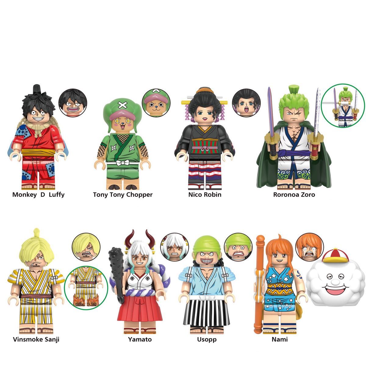 レゴ互換 ワンピース キャラクター 8体セット ミニフィグ 人形フィギュア
