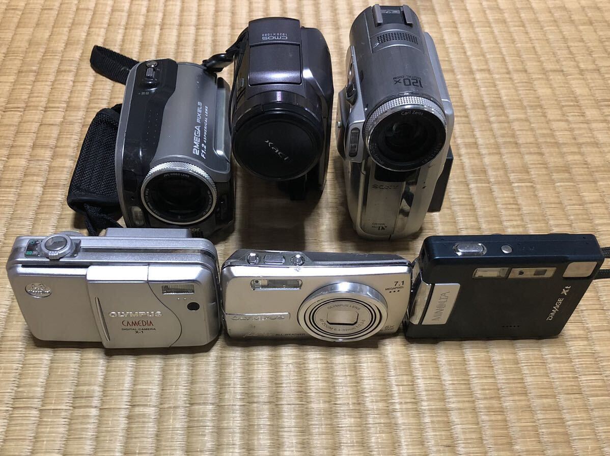 1円スタート。SONY/OLYMPUS/MINOLTA/Victor/SANYO/コンパクトデジタルカメラ/デジカメ/ビデオカメラ/ハンディカメラ/まとめ売りジャンク品の画像1