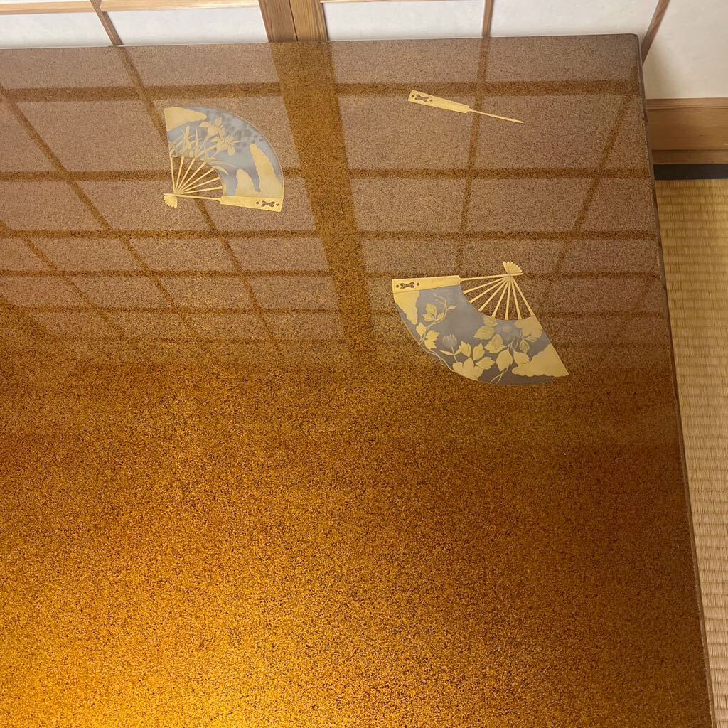 輪島塗 総梨地 扇面 花雲金蒔絵 座卓 ローテーブル_画像3