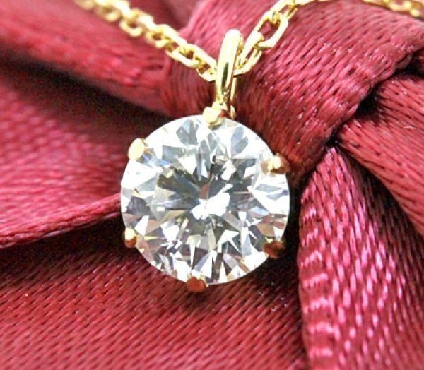 【格安】最高級に匹敵 1ct 大粒 ダイヤモンド ネックレス 18金 K18YG チェーン18金製品 国内製作品 安心品質 2211の画像1