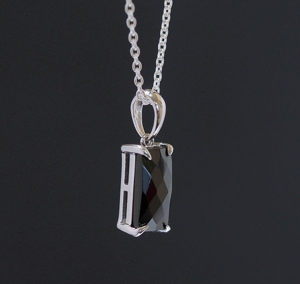 高品質 輝きのミラーカット ブラック ダイヤモンド ネックレス(18K/刻印有 SV925 K14 4444の画像3