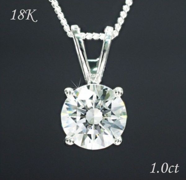 大粒 [ 1ct ] ダイヤモンド ネックレス 刻印有り 18金 K10WG 高級仕上げ 高品質 プレゼント 最高 4411の画像2