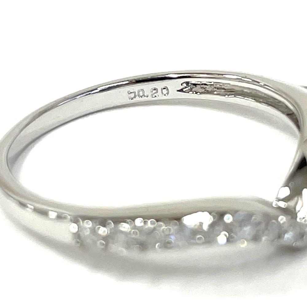 K18WG кольцо с бриллиантом белое золото D0.20ct 10 номер кольцо 