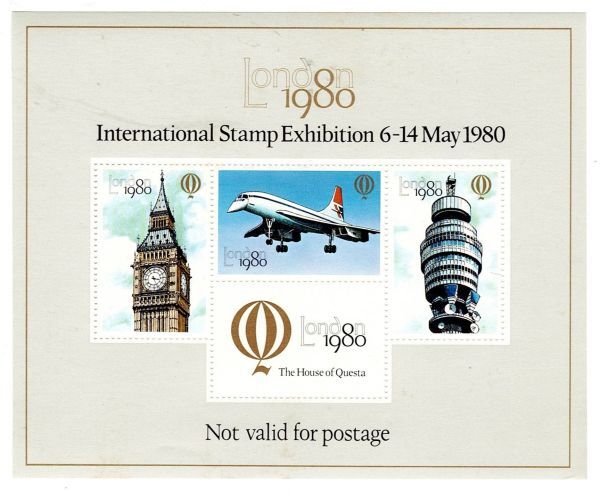 1980ロンドン国際切手展シール　”ビッグベン”　”コンコルド”外_画像1