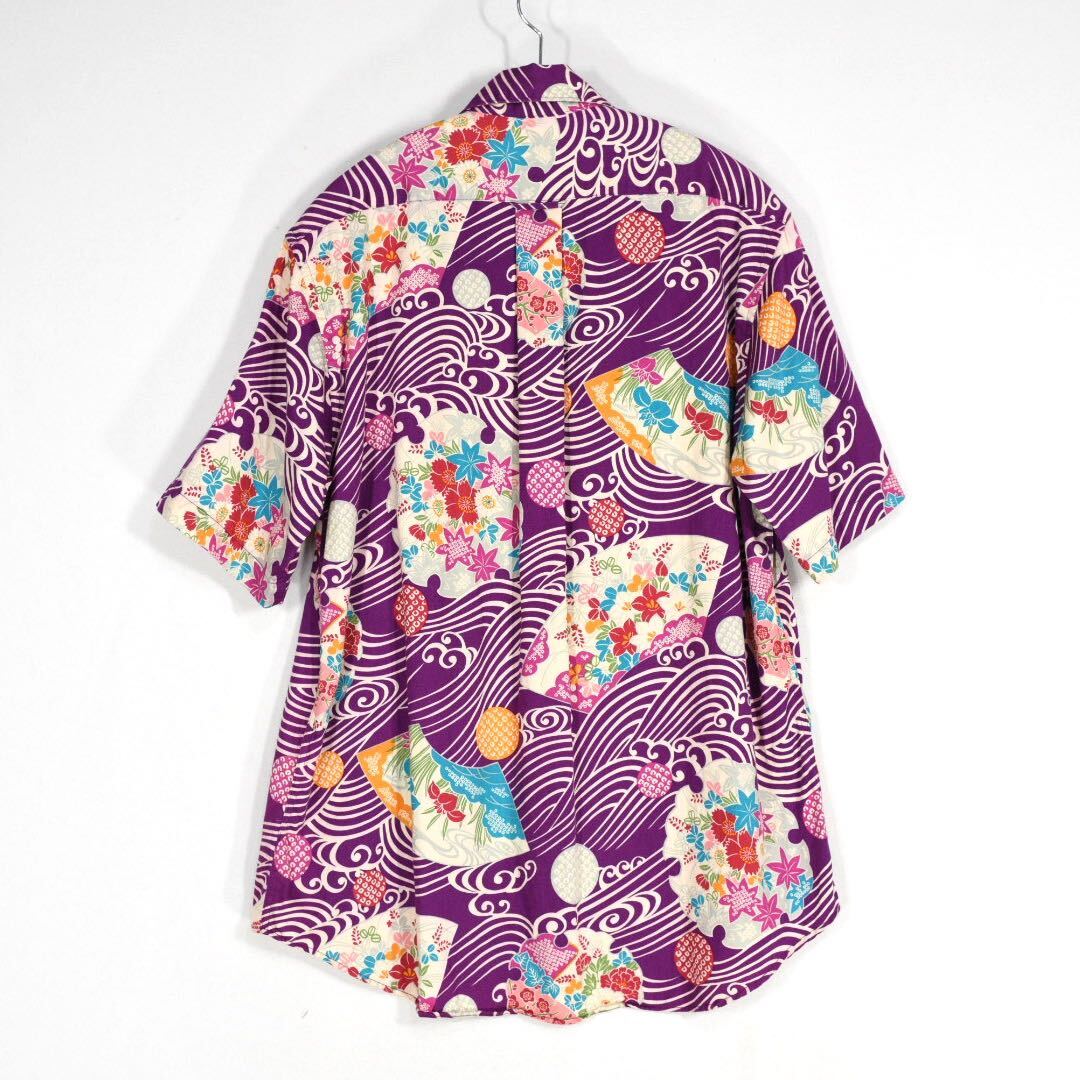  peace pattern TK Takeo Kikuchi short sleeves shirt 2 TAKEO KIKUCHI purple floral print Japanese style 