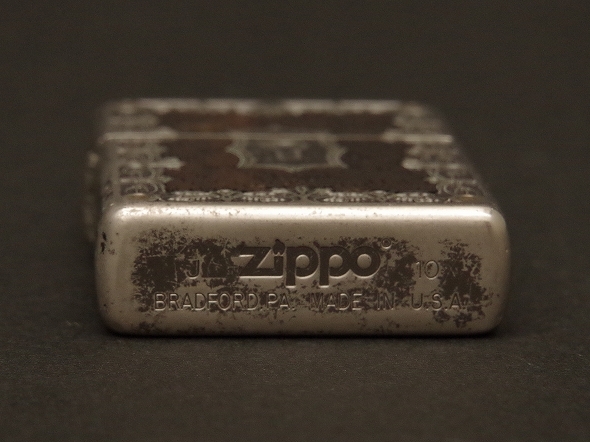 中古 ZIPPO 象嵌 木工象嵌 Antique 2面加工 2010年製の画像3